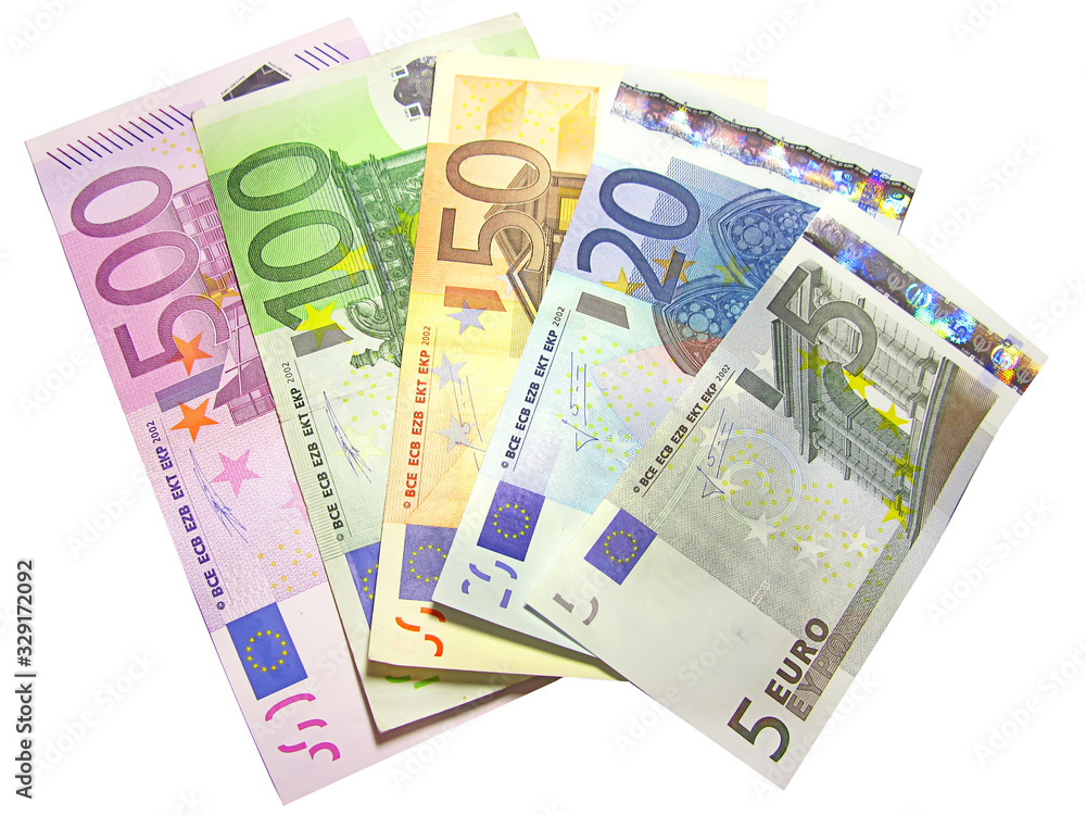 Different euro bills isolated in white Different euro bills isolated in white