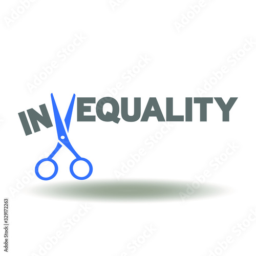 Scissors Inequality Word Cut Icon Vector. Social Salary Gender Equality Logo.