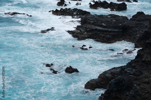 Breaking waves and rocky coast of Tenerife island, Canary islands