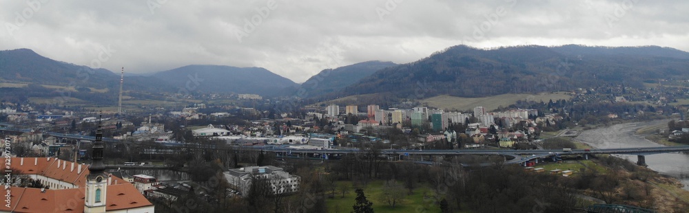 Aerial view of city Decin, Czechia