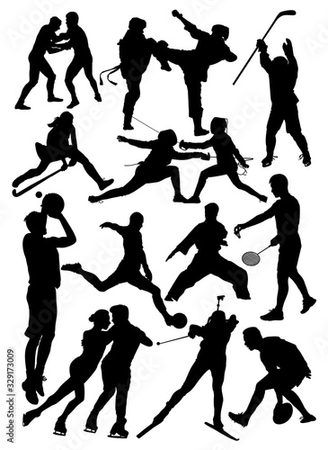  silhouettes of athletes  vector