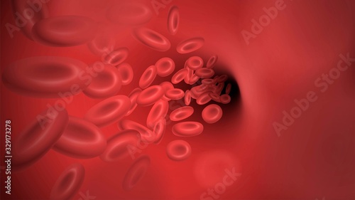 Human blood cells under a microscope, the movement of red blood cells in blood vessels