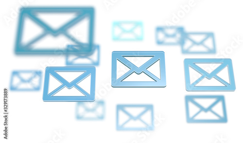 Hand with an email icon 3d