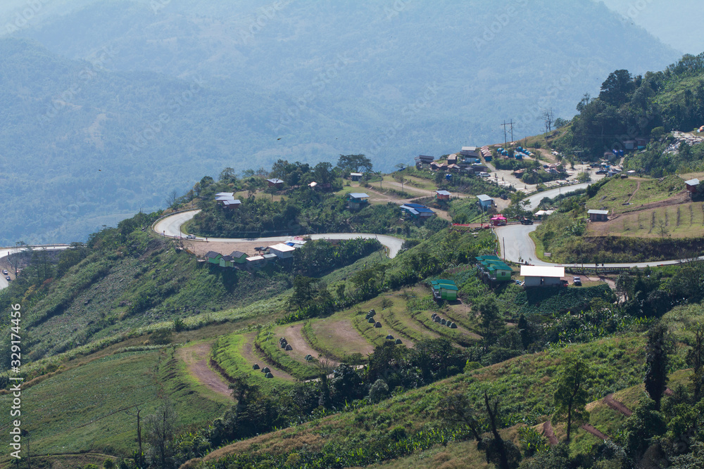 road up the mountain to the Phu Thap Boek, views, natural scenery.