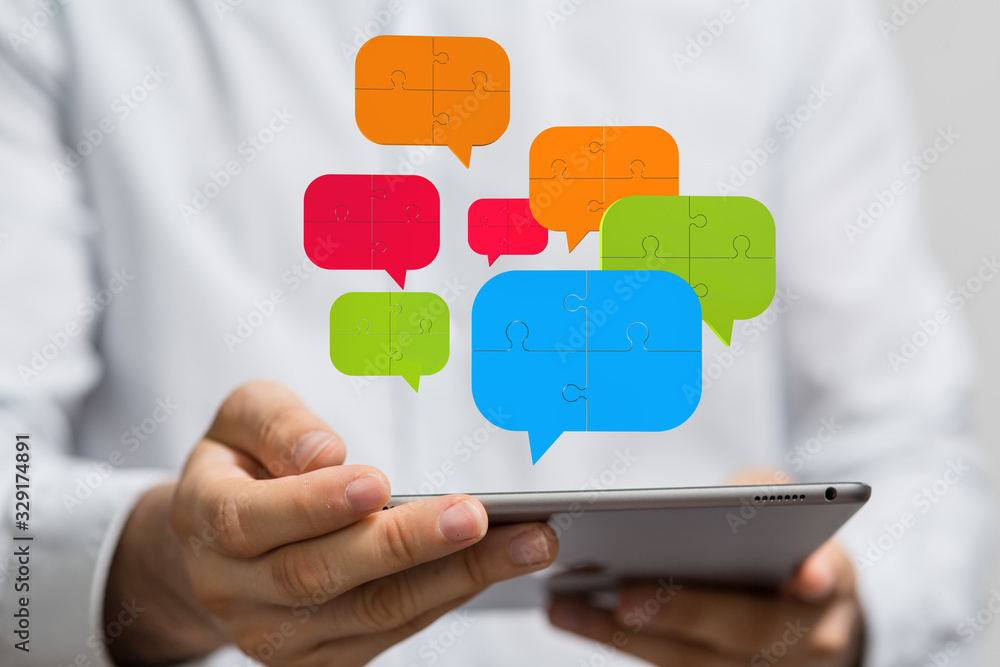 speech bubbles. People Chatting. 3d illustration of a communication concept, relating to feedback 3d speech bubbles. People Chatting. 3d illustration of a communication concept, relating to feedback 3d