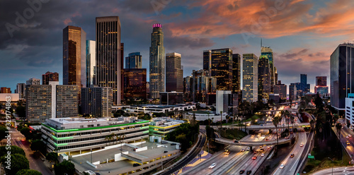 Los Angeles skyline sunset photo