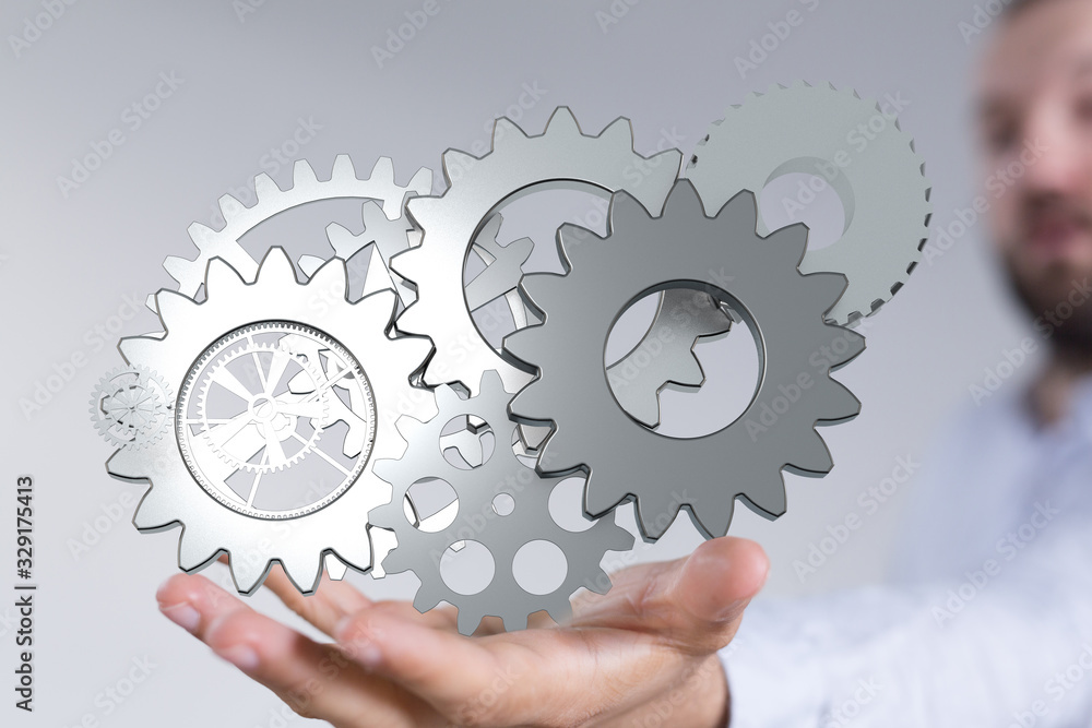 Business, Internet and technology concept. Business select gear icon on virtual screen. Business, Internet and technology concept. Business select gear icon on virtual screen.