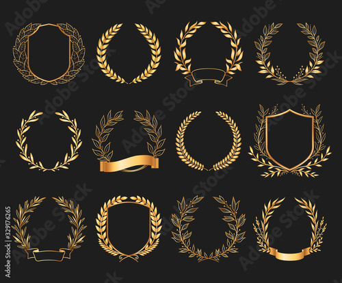 Golden Emblems Realistic Set