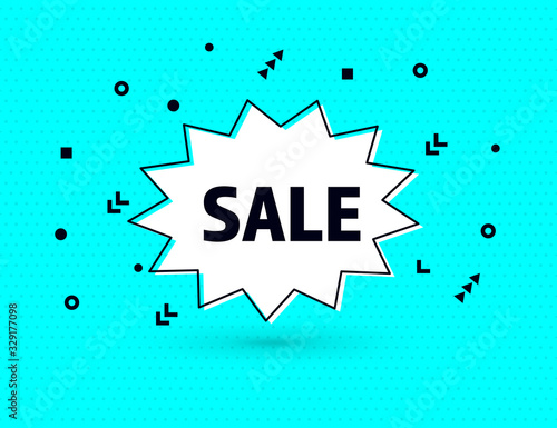 Sale speech bubble banner pop art memphis style