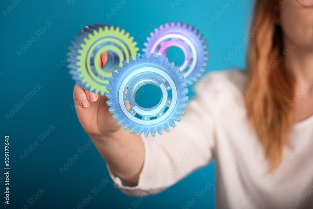 Business, Internet and technology concept. Business select gear icon on virtual screen. Business, Internet and technology concept. Business select gear icon on virtual screen.