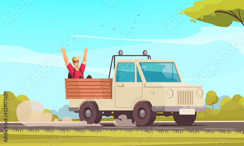 Hitchhiking Cartoon Background