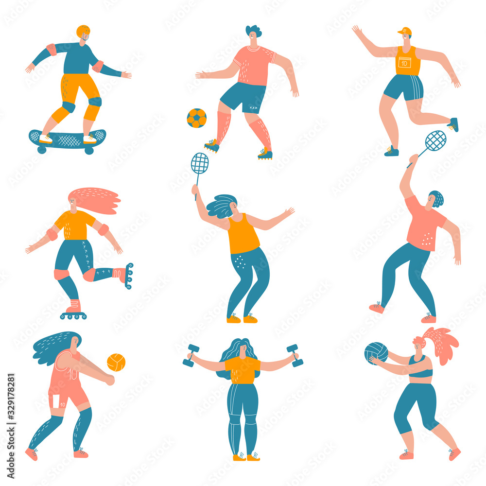 mans and womans doing sports vector set mans and womans doing sports vector set