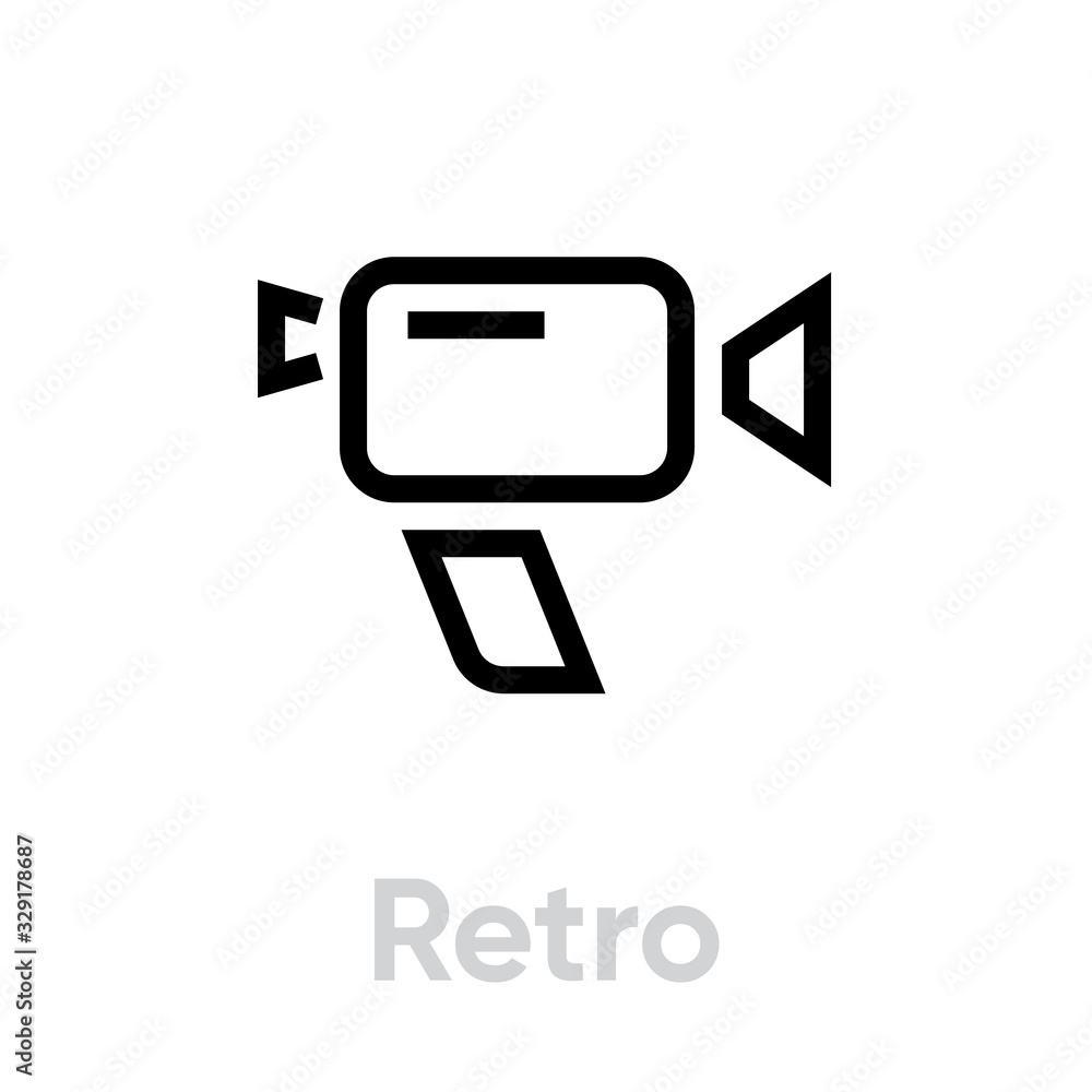 Photo and Video Retro Camera icon. Editable line vector Photo and Video Retro Camera icon. Editable line vector