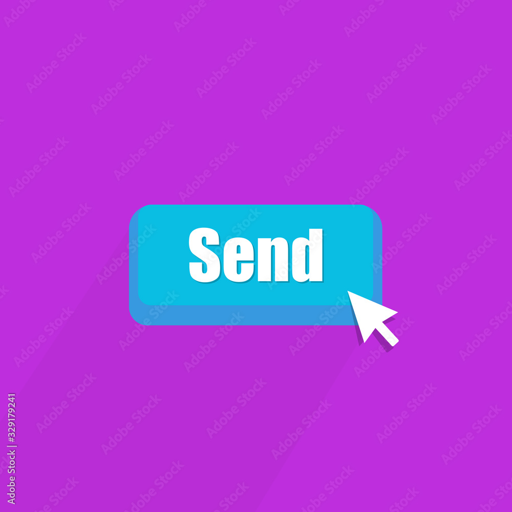 Click send icon. 3d button with cursor pointer. By clicking the send icon. Vector EPS 10. Click send icon. 3d button with cursor pointer. By clicking the send icon. Vector EPS 10.