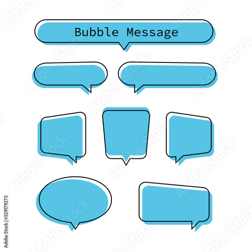 Blue speech bubbles. Set abstract bubble for message and comunication on white background.