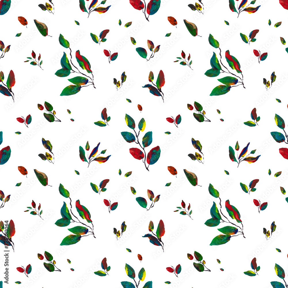 Colorful leaves pattern painted by paints Colorful leaves pattern painted by paints