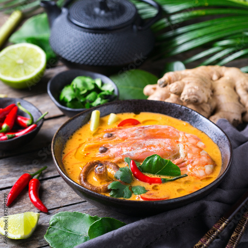 Spicy thai tom yum, yam kung sour soup