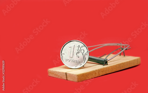 Obraz na płótnie Mousetrap with Russian rouble w salonie