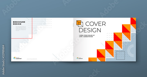 Horizontal Brochure template layout design. Landscape Corporate business annual report, catalog, magazine, flyer mockup. Creative modern background concept in abstract flat style shape photo