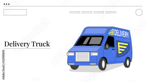 Fototapeta Naklejka Na Ścianę i Meble -  Delivery truck creative illustration. Light outline drawing style. Isolated illustration for your design, infographic, landing page or app designing.