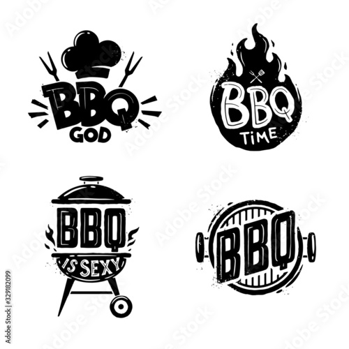 Barbecue. BBQ time. Vintage graphics. Grill and barbecue badge, sticker, emblem, logo.