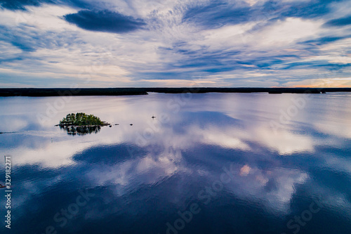 Arial view of Lake Saimaa, Finland. Southeast Finland lakeland