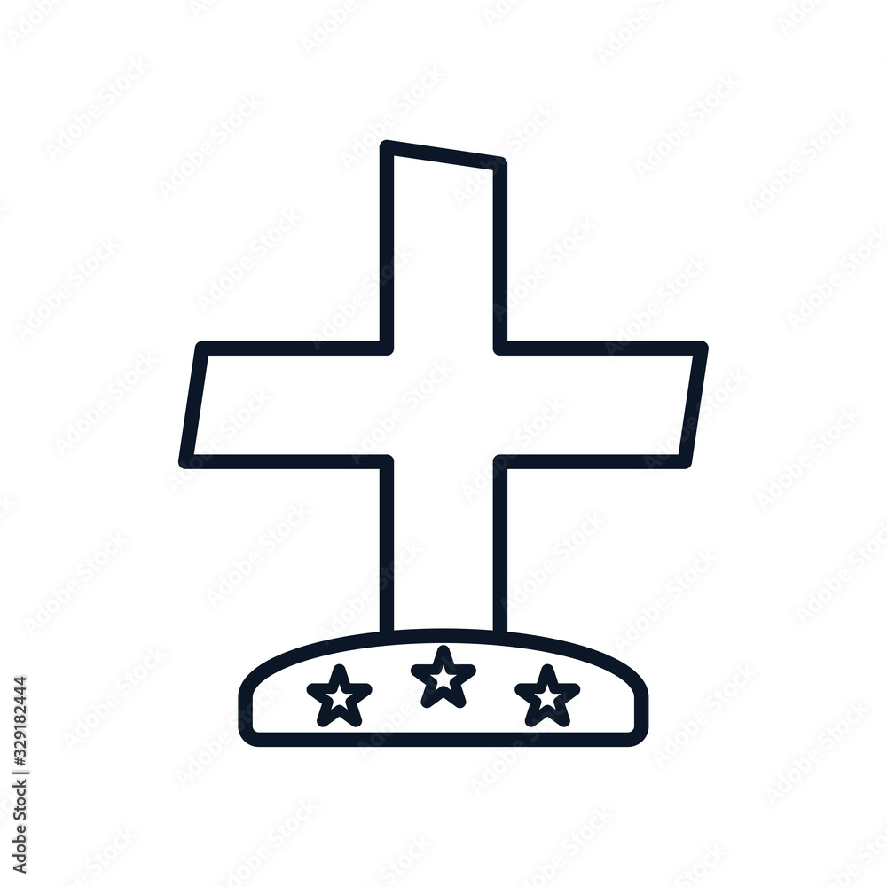Obraz premium Isolated cross with stars line style icon vector design