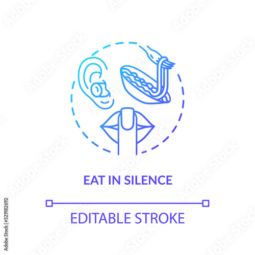 Eat in silence concept icon. Conscious nutrition idea thin line illustration. Enjoying meal without distractions, dinner in peace and quiet. Vector isolated outline RGB color drawing