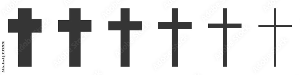 Set of Christian Cross vector icons.