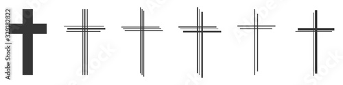 Set of Christian Cross vector icons. Poster Mural XXL