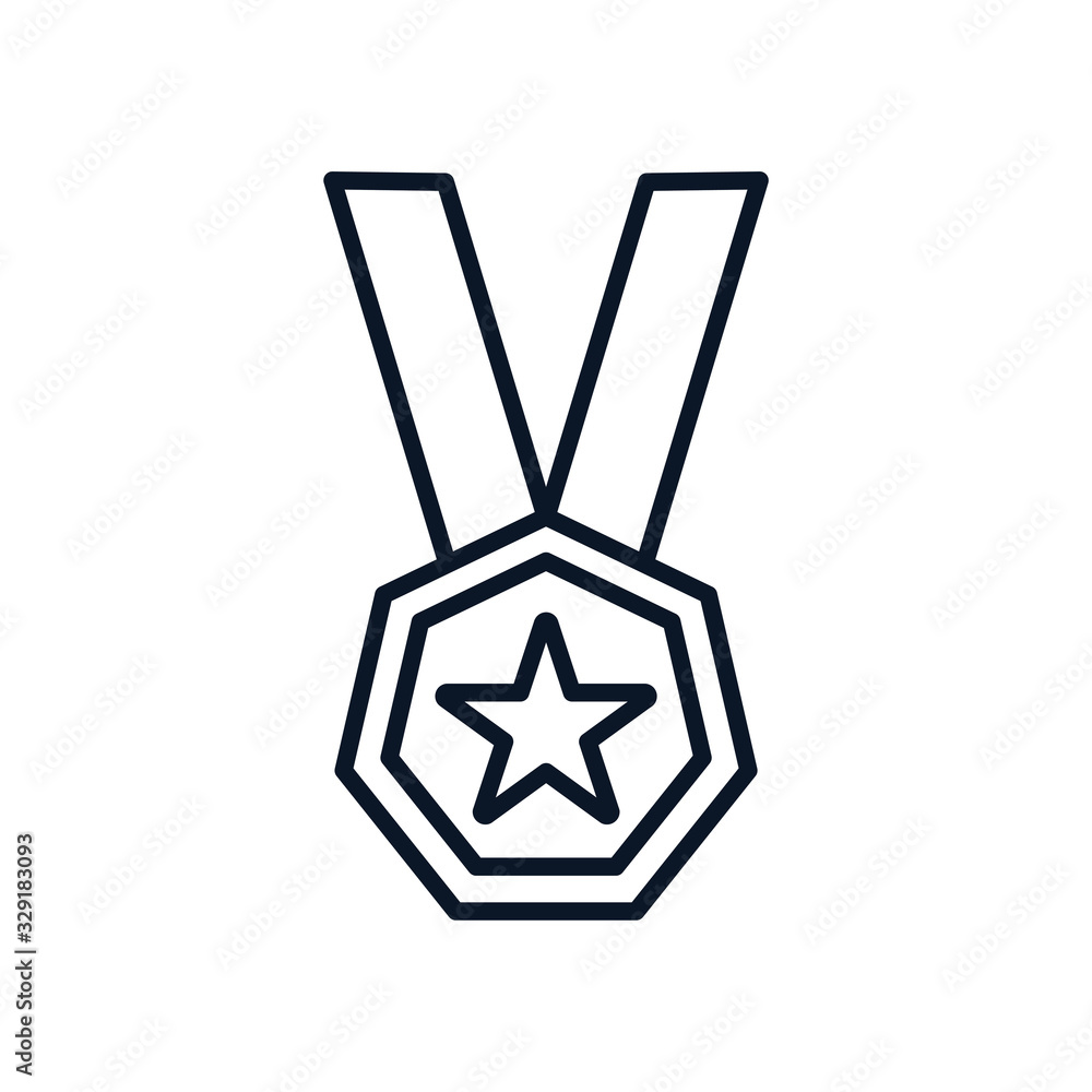 Isolated star medal line style icon vector design Isolated star medal line style icon vector design