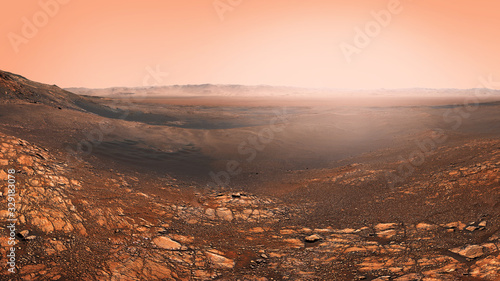 Fototapeta Naklejka Na Ścianę i Meble -  Panorama on red planet Mars surface. This image elements furnished by NASA.