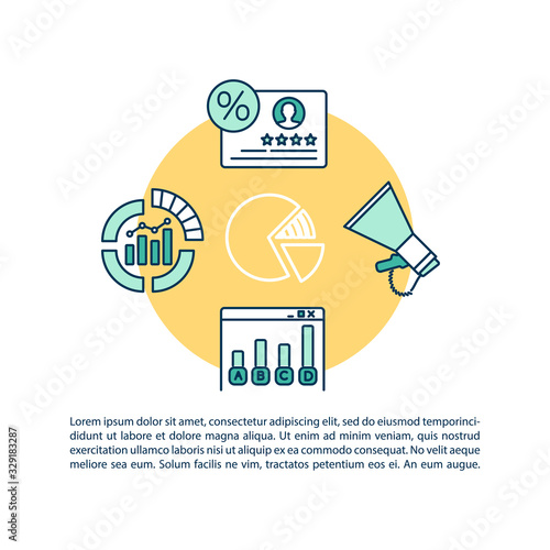 Market analysis concept icon with text. Gaining loyal customers PPT page vector template. Brand influence and credibility. Brochure, magazine, booklet design element with linear illustrations