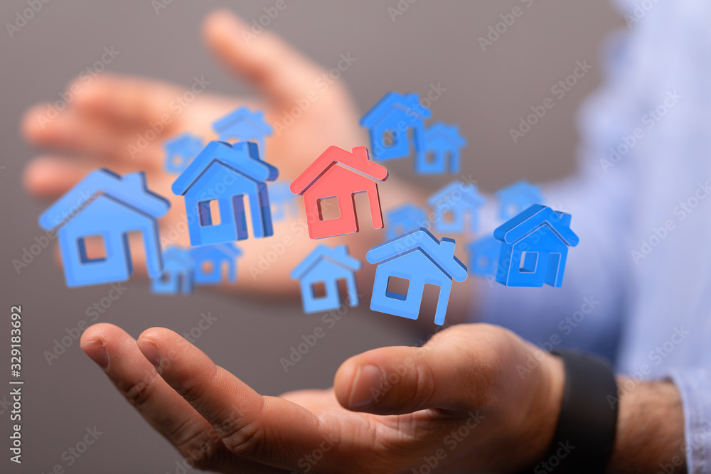 house in among houses for real estate concept. house in among houses for real estate concept.