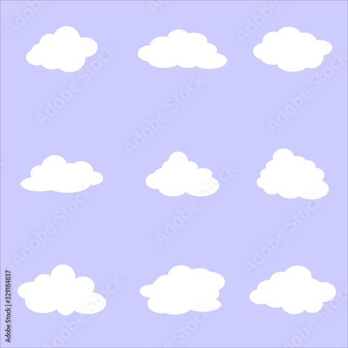 Cloud icon, cloud shape. Set of different clouds. Collection of cloud icon, shape, label, symbol. Graphic element vector. Vector design element for logo, web and print.