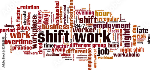 Shift work word cloud concept. Collage made of words about shift work. Vector illustration