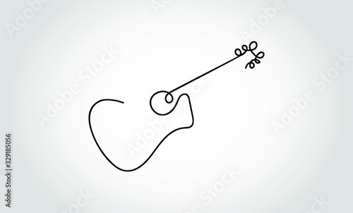 continuous line drawing of guitar