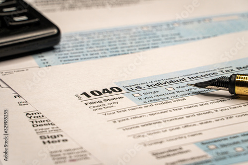 Tax forms 1040. U.S Individual Income Tax Return.