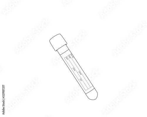Line drawing of a blood collection tube or vacutainer, vector illustration