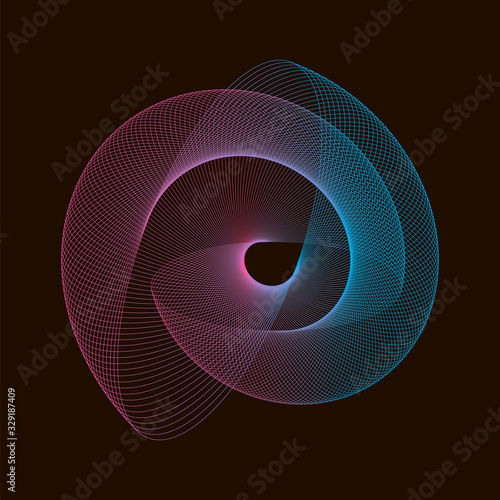 Spirograph abstract element on a black background. photo