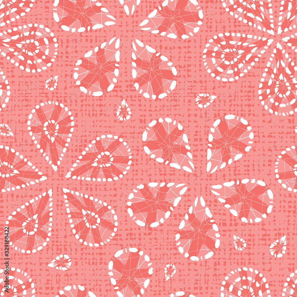 Vector red shibori floral pattern with canvas background. Suitable for textile, gift wrap and wallpaper. Vector red shibori floral pattern with canvas background. Suitable for textile, gift wrap and wallpaper.