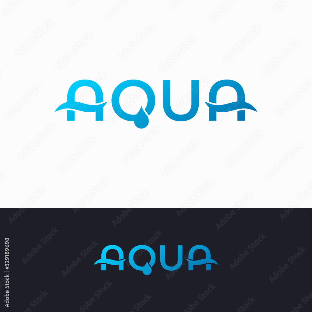 Aqua water logo on white and black background