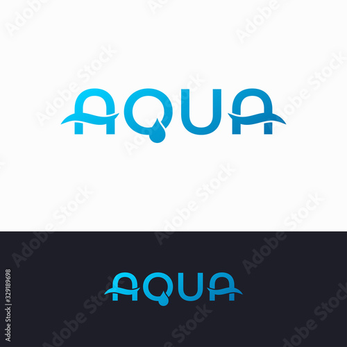 Aqua water logo on white and black background
