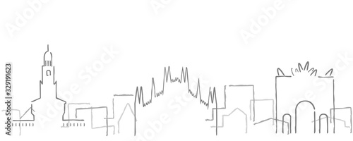 Milan Freehand Minimal Line Skyline and Landmarks