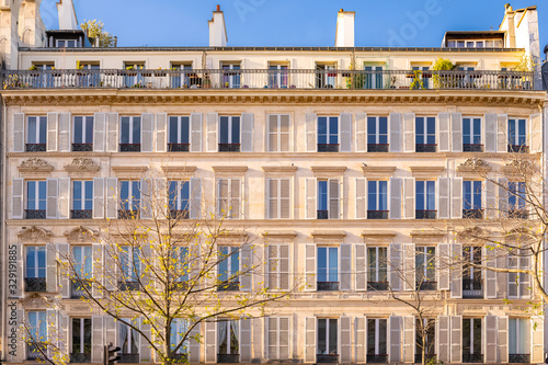 Paris, typical facade and windows, beautiful building, detail 