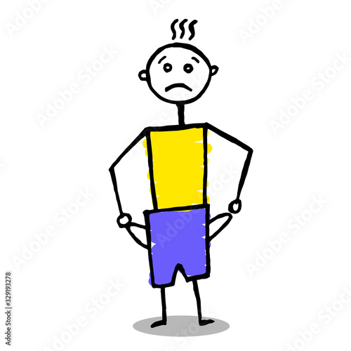 Bankrupt sticman hand drawn illustration. Creative concept of life in time of crisis.