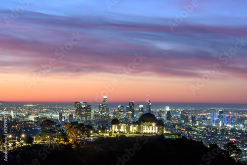 Griffith Observatory and Los Angeles at sunrise