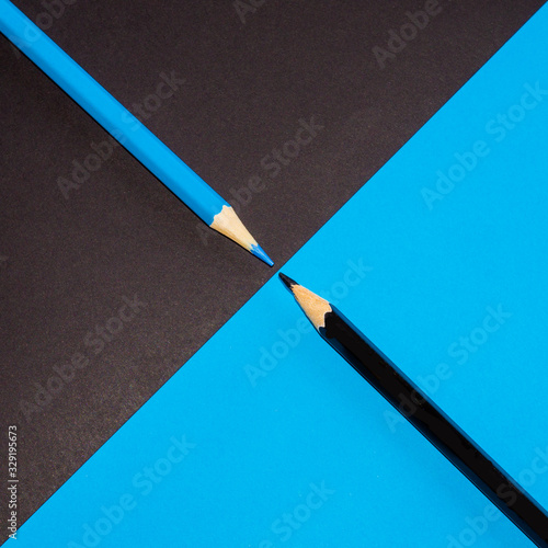 Black and blue pencil. Minimal Aesthetic.