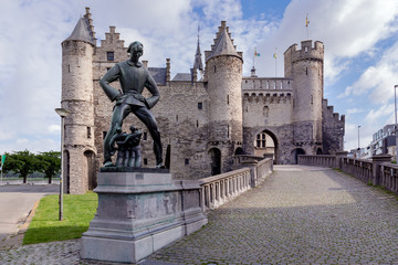 Tableau sur plexiglas Anvers Château Het Steen au bord de l'Escaut  © MiguelAngel