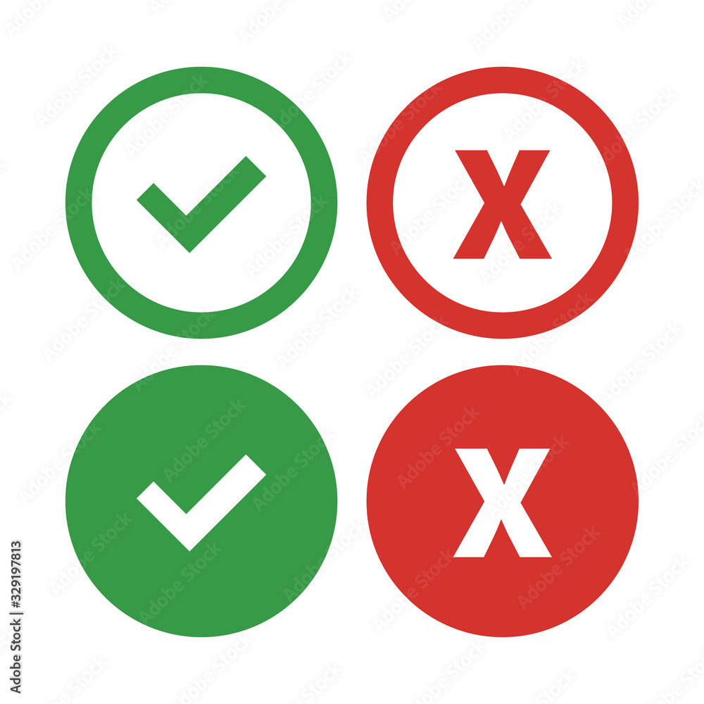 check mark icon. Tick and cross signs. Vector illustration. check mark icon. Tick and cross signs. Vector illustration.